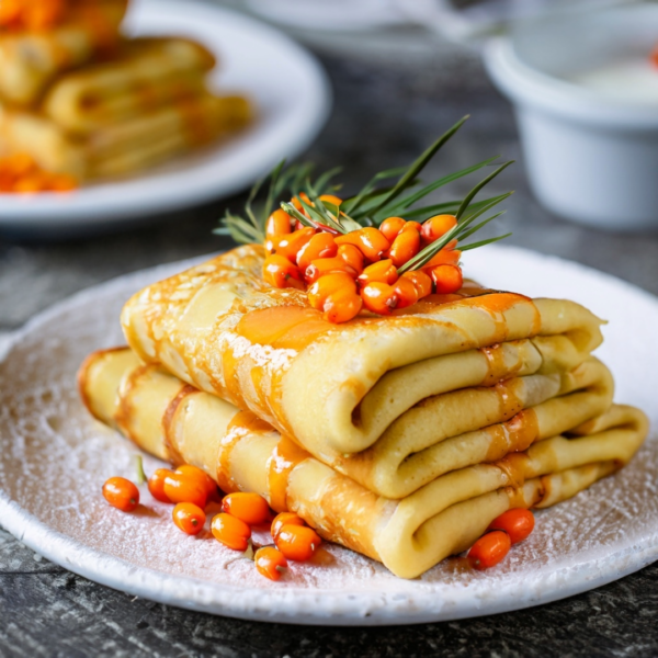 Anberfarm recepie - pancakes with sea buckthorn and carrot fill